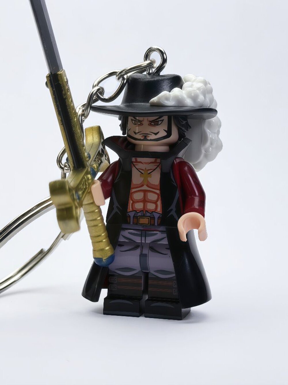 One Piece Dracule Mihawk Custom Minifigure Keychain
